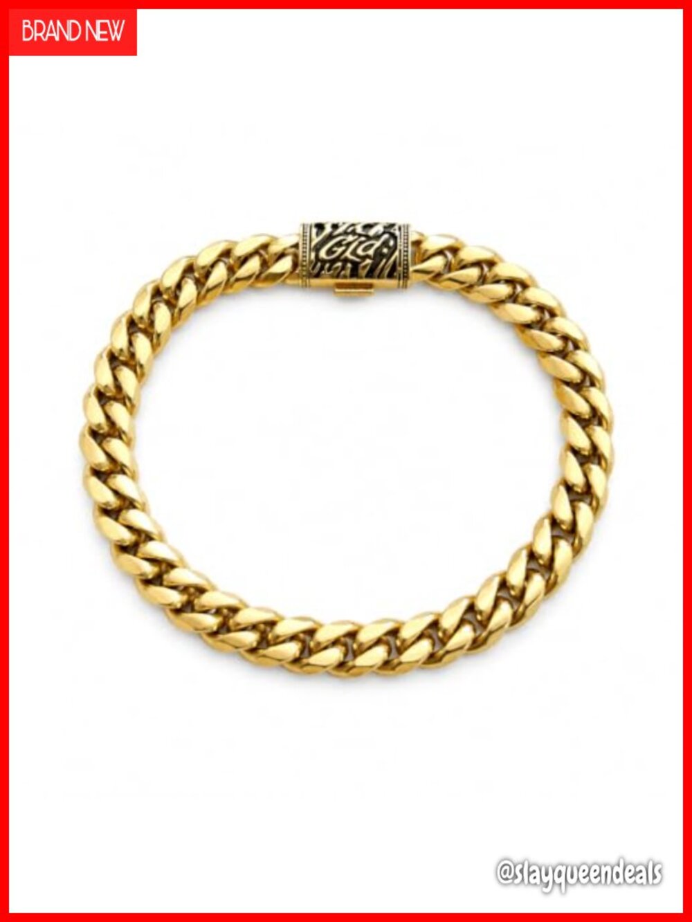 Cuban Link Chain Bracelet Unisex 6mm Gold Plated Secure Clasp Gift Box